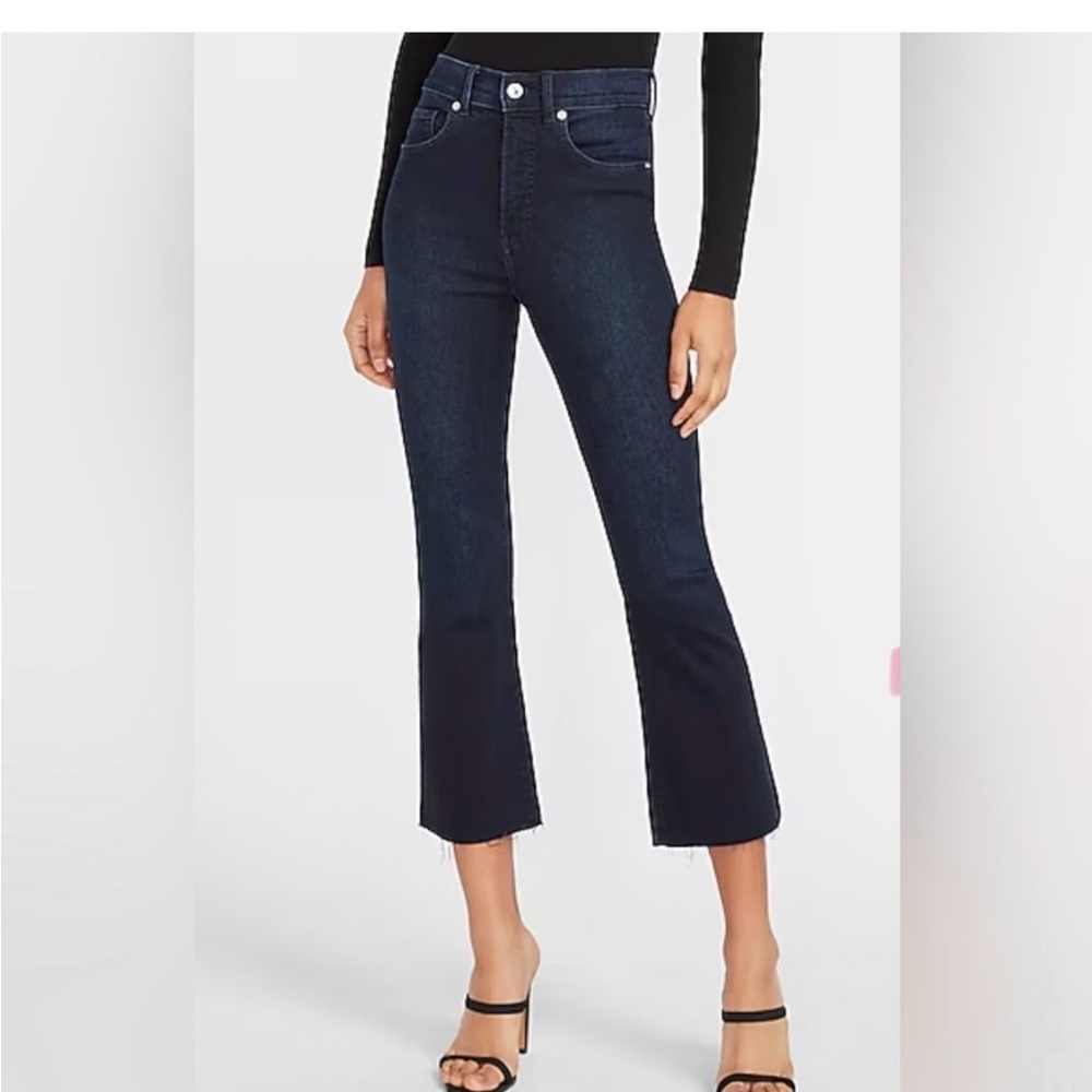 Express Cropped slim flare Dark Blue Women's Jeans 4R